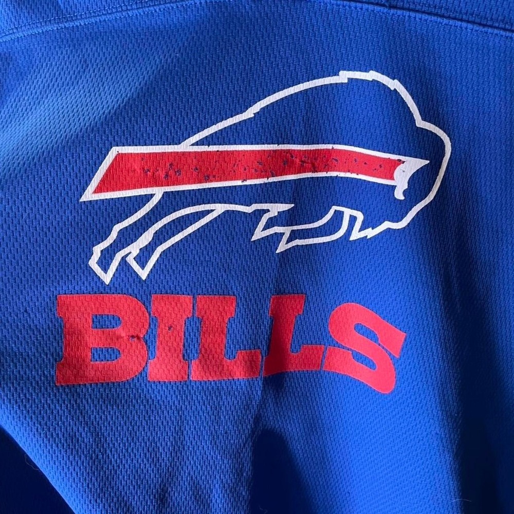 Blue and red Buffalo Bills jersey kids large. Fits women's small football NFL